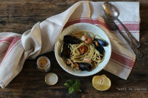 linguine cozze, gamberi e bergamotto