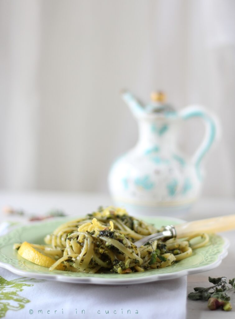 linguine al pesto di mentuccia