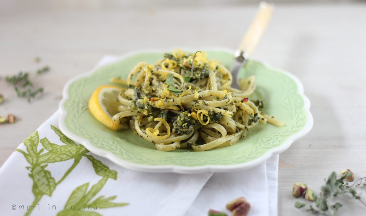 linguine al pesto di mentuccia